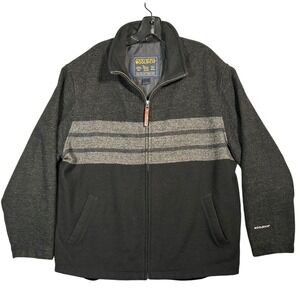 Woolrich John Rich & Bros Mens Full Zip Jacket Gray Black Stripe Outdoors LARGE
